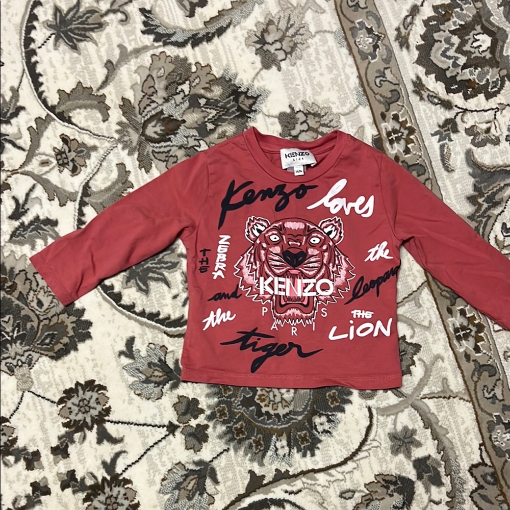 Kenzo Red Long Sleeve Graphic Tee